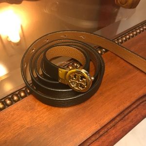 Tory Burch reversible leather black/brown belt